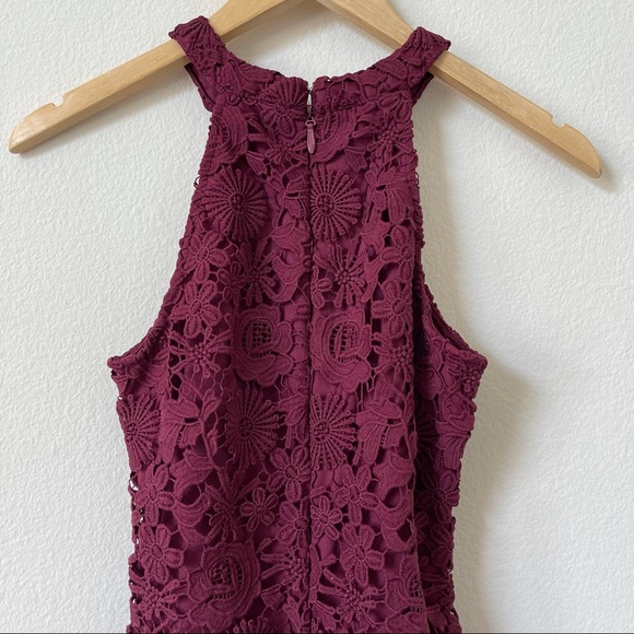 LULU’S Love Poem Burgundy Crochet Lace Mini Dress - Picture 8 of 14